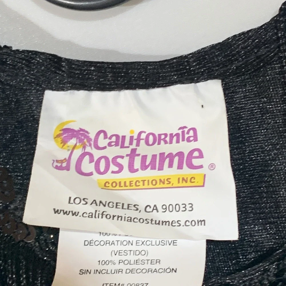 California Costume Flapper Dress Fringe‎ Sequin Sleeveless Black Large